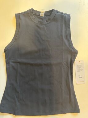 RHONE Black Ribbed Tank Top